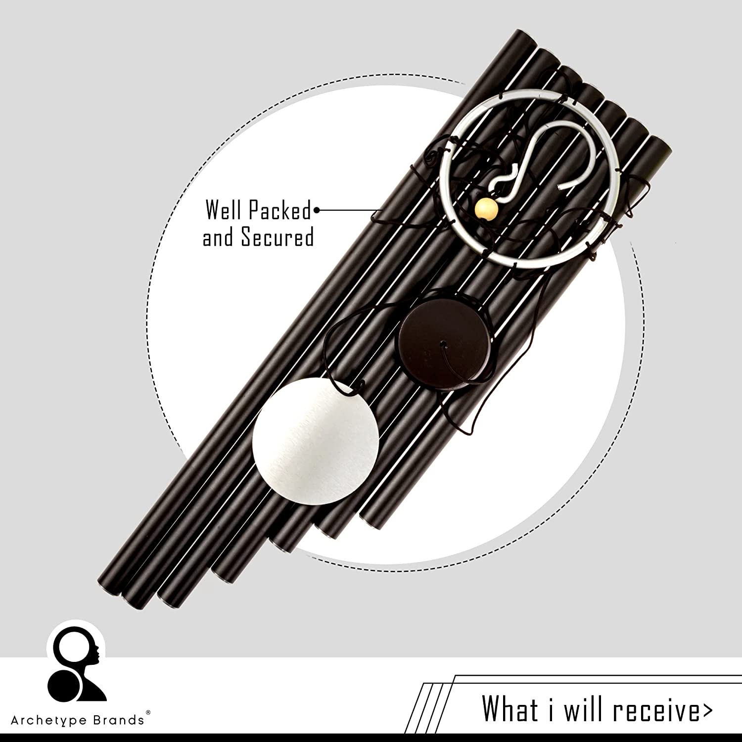 Solfeggio Wind Chimes 528hz Healing Tones Frequencies 44 inch Black