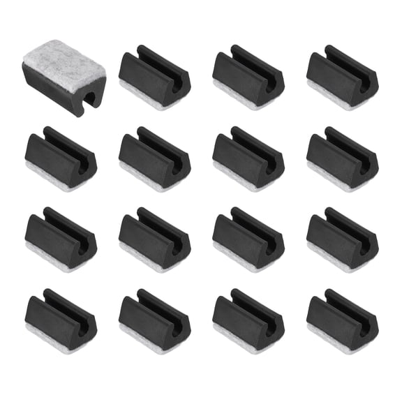 16 Pack Rectangle U Shaped Chair Leg Caps with Felt Pads, Fit 10mm Dia Tubular Legs, Slide Smoothly Furniture Feet Protectors No Scratches No Noise for Hardwood Floors, Black