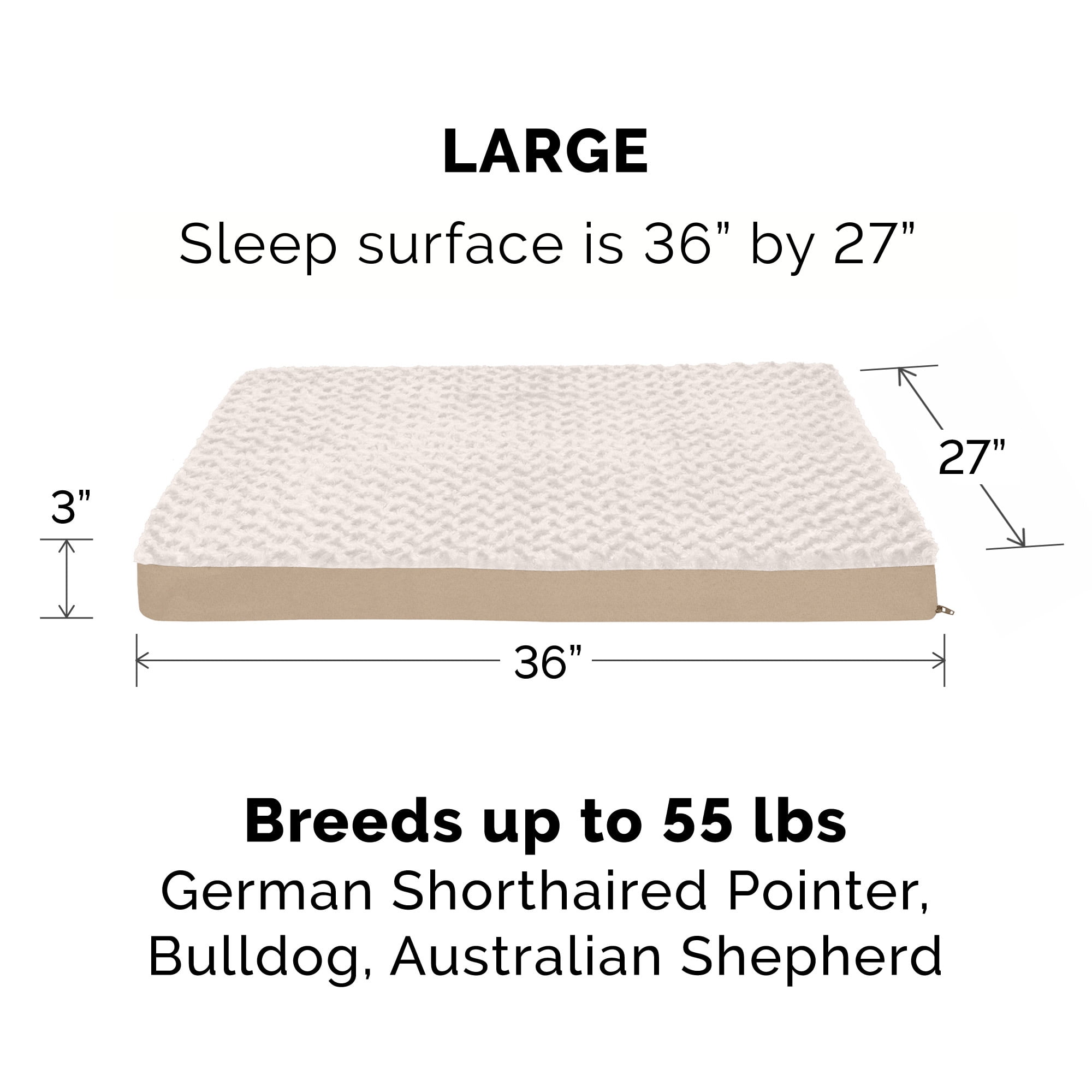 FurHaven Pet Products Ultra Plush Orthopedic Deluxe Mattress Pet Bed for Dogs & Cats - Cream, Large