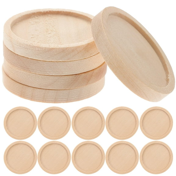 Masteelf 50pcs Wood Round Trays Retro Pendant Base Badge Breastpin Lapel Pin Base Jewelry Crafts Making Accessories (30MM Outer Diameter 25MM Inner Diameter Khaki)