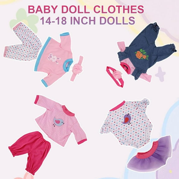 18 Inch Girl Doll Clothes Outfit Set, Multi-Colored Fashion Dress with Accessories, Fabric Costume for American Girl Our Generation My Life Dolls