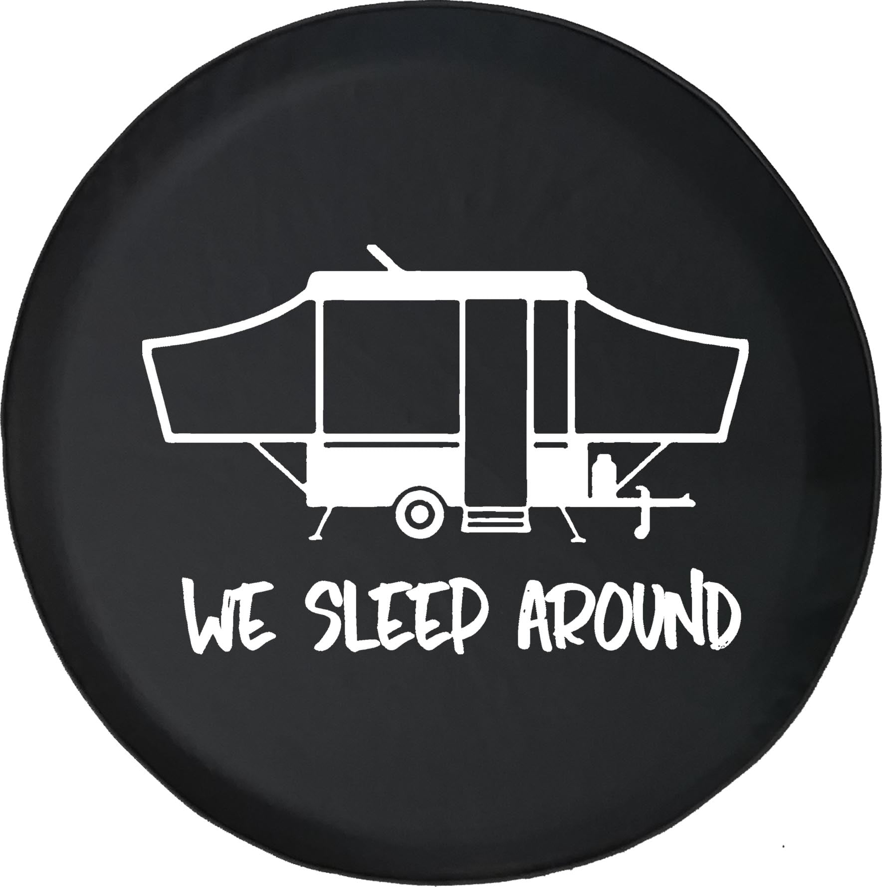 Black Tire Covers Tire Accessories for Campers, SUVs, Trailers, Trucks,  RVs and More We Sleep Around Pop up Trailer Black 33 Inch