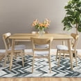 thumbnail image 2 of GDF Studio Dimick Mid Century Modern Fabric Upholstered 5 Piece Dining Set, Light Beige and Oak, 2 of 13