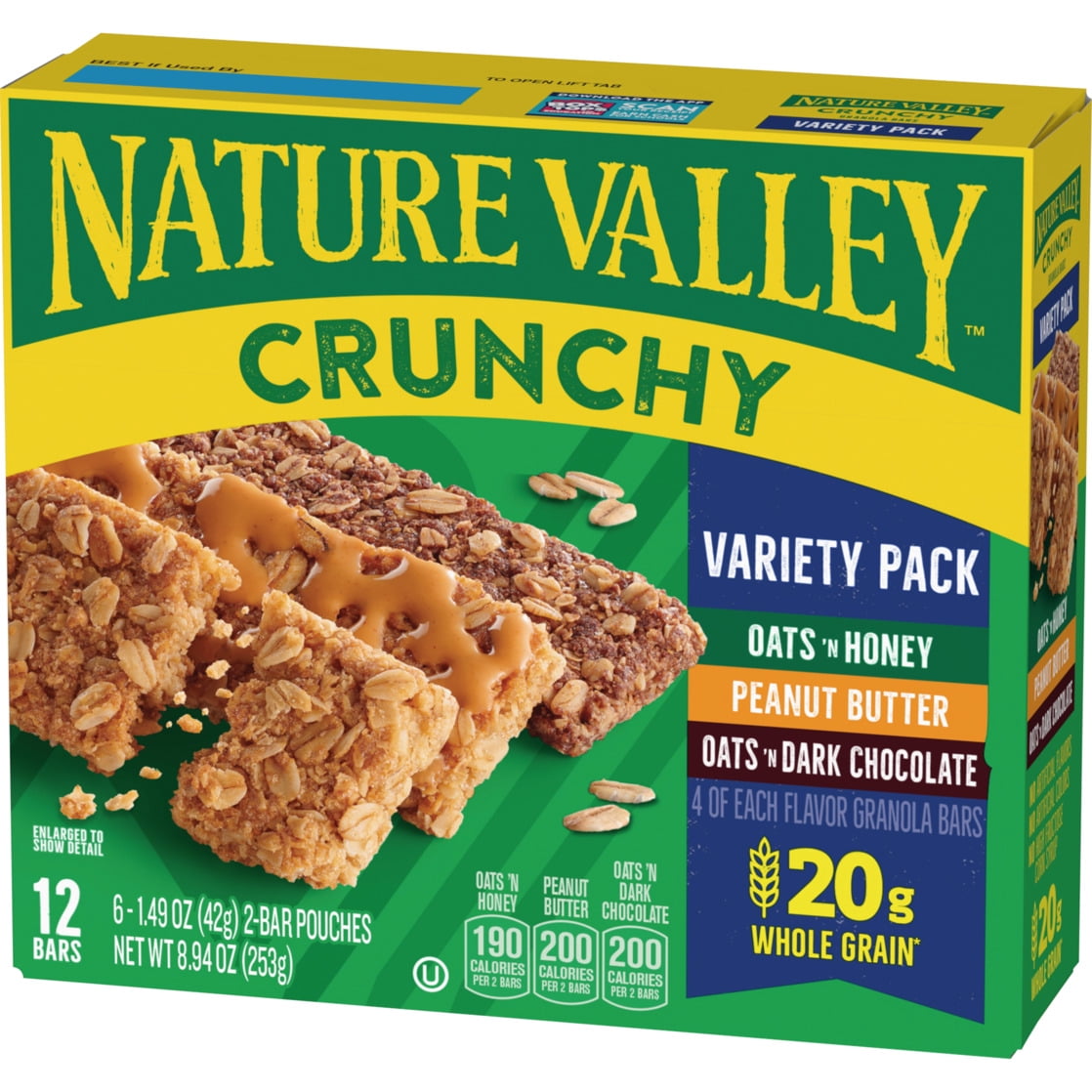 (12 pack) Nature Valley Crunchy Granola Bars, Variety Pack, 12 Count, 8.94 oz (6 Pouches)