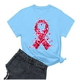 thumbnail image 2 of DPTALR George Women's Breast Cancer Awareness T-Shirts,Pink Ribbon,Hope Graphic Tees with multiple styles available,#Blue,Size S, 2 of 3