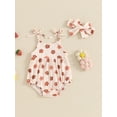 thumbnail image 3 of Musuos Baby Girl Summer Romper 3M 6M 12M 18M Cute Floral/Strawberry Print Sleeveless Tie Strap Bodysuit Newborn Playsuit, 3 of 10