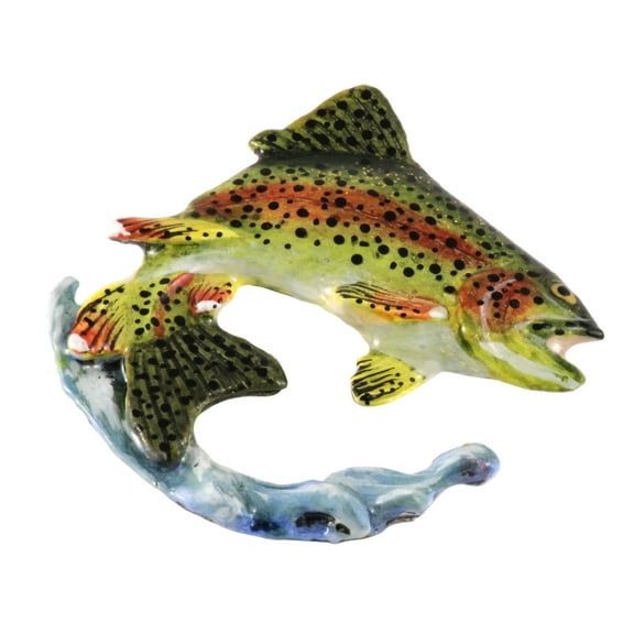 Rainbow Trout, Leopard, Fish Pin, Leaping, Water, Hand Painted, FP004DPRW, 2" Very Large Pin, Lapel Pin, Hat, Brooch, Jewelry, Gift, Fishing, 100% Handmade in the USA, 200 Fish Designs Available