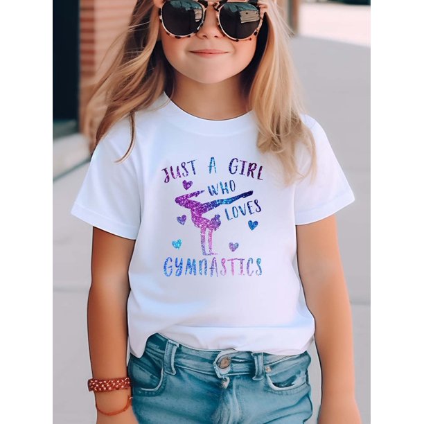 Camiseta de gimnasia para niña, informal, de algodón, manga corta, cuello redondo, moda de verano, estampado de letras, ajuste cómodo, ropa deportiva juvenil.