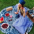 thumbnail image 3 of Navy Blue Coral Coastal Round Tablecloth 60 Inch - Summer Beach Waterproof Fabric Table Cloth Protector, Ocean Seaside Nautical Tablecloths Washable Table Cover for Kitchen Party, 3 of 6