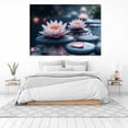 thumbnail image 3 of Mudket Pink Lotus Flower on Zen Stones Canvas Wall Art, Floral Botanical Wall Decor, Framed Ready to Hang Artwork for Living Room Bedroom Bathroom Spa - 12"L x 8"W, 3 of 10