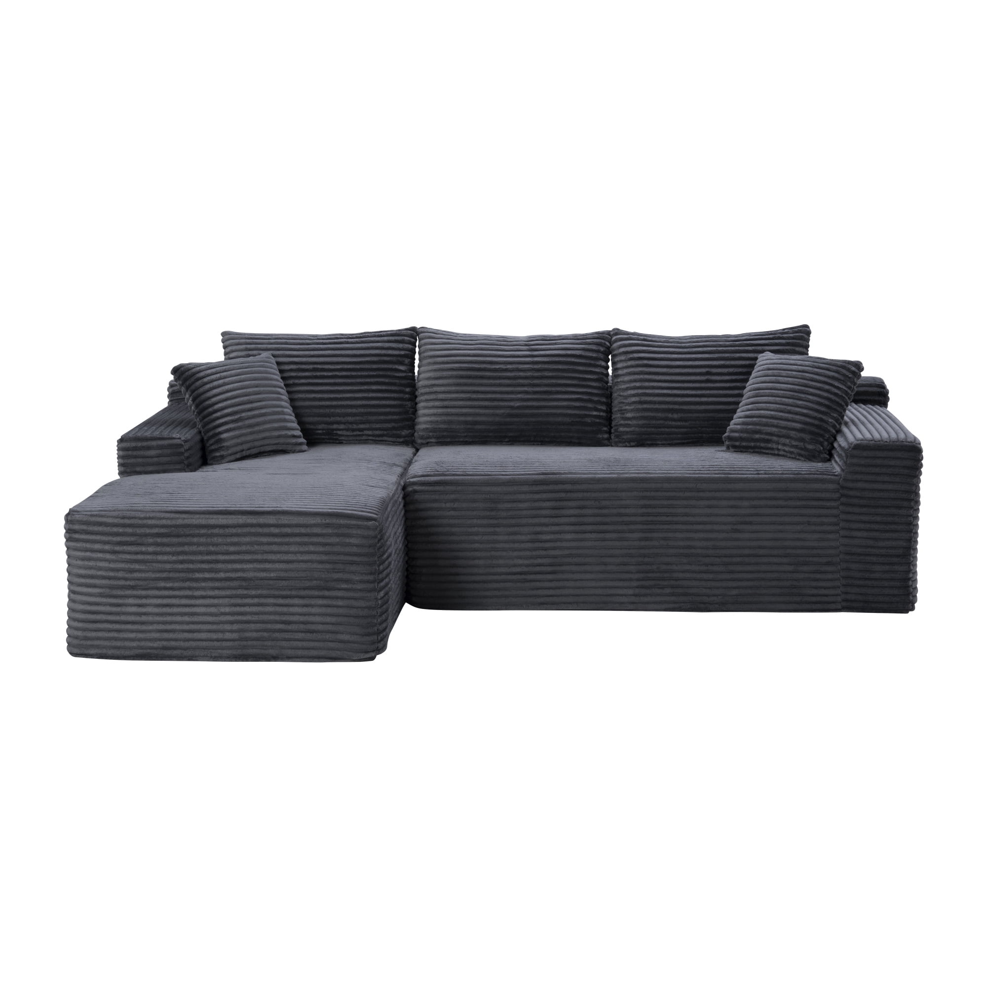 Leumius 106.3" Cloud Modular Sectional Sofa Couch with L-Shape Chaise,Modern Minimalist Upholstered Couches for Living Room Bedroom No Assembly Required Gray-L