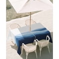 thumbnail image 2 of Outdoor Tablecloth with Umbrella Hole, Blue Ombre Spillproof Waterproof Outdoor Table Cover, Summer Minimalist Ocean Waves Patio Tablecloths for Party Picnic Camping, Rectangle 60"x84", 2 of 9