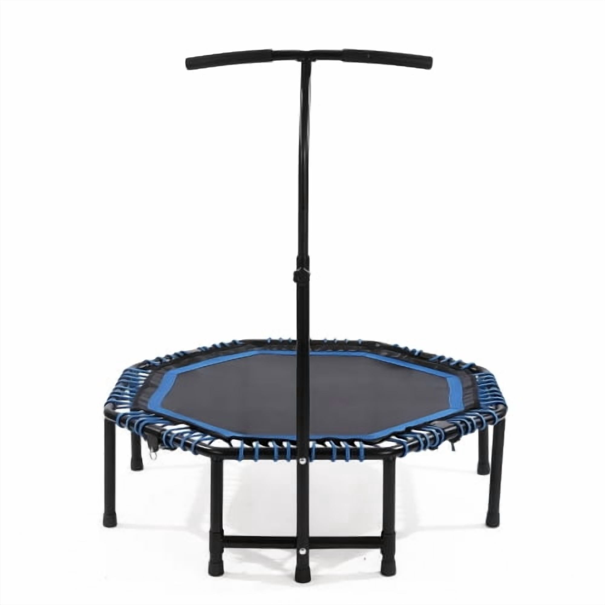 48 inch Foldable Fitness Trampoline for Adults, 450lbs Capacity Heavy Duty Rebounder with Adjustable Handlebar, Quiet Durable Bungee Rope, Low Impact Cardio & Strength Training Equipment for Home Gym