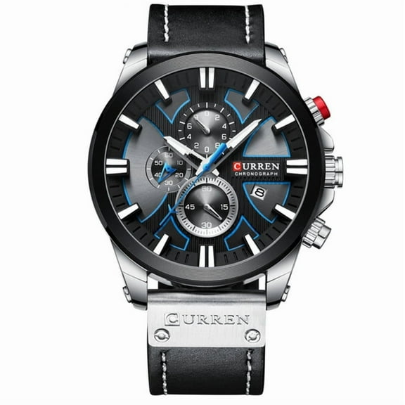 Explojoy Men's Luxury Sport Watch – Waterproof, Leather Strap, Quartz Movement, Date Display