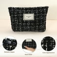 thumbnail image 3 of Woolen Makeup Bag Large Capacity Makeup Pouch for Coin Purse Foundations Lipsticks Brushes Black, 3 of 7