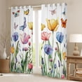 thumbnail image 2 of Castle Fairy Boys Girls Colorful Tulip Flowers Black Out Curtains,Spring Garden Butterflies Curtains Pack of 2 (42x63 Each),Chic Floral Blossoms Bedroom Curtains,Ultra Soft Home Decor, 2 of 6