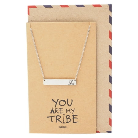 Bar Pendant Necklace with Teepee and Arrows Inscription, Best Friend's Gift with Greeting (Candy Bar Card For Best Friend)