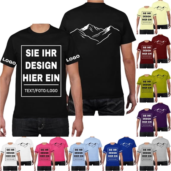 Zylarhe Mens Tshirt, Custom Photo T Shirt Summer Short Sleeve Tee For Picture Printing Idea Cool Comfortable Casual Wear Black L
