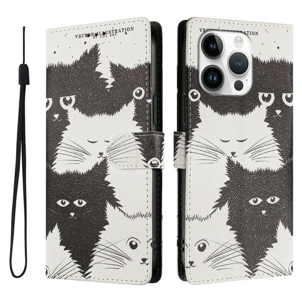 FOXDOCK Funda Tipo Cartera para iPhone 15 Pro Max con Soporte y Correa – Diseño de Patrones Lindos