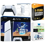Sony PlayStation 5 Astro Bot Slim Digital Bundle with Disc Drive, MightySkins Game Collection Services and 1 Year Extended Warranty