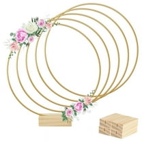 5PCS 12in Metal Floral Hoop Centerpiece Ribbon 5 Wood Stands for Table Decoration DIY Wedding Decoration Wall Hanging