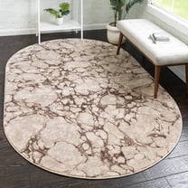 Unique Loom Oasis Collection Area Rug - Breeze (8' x 10' Oval Brown/Beige)