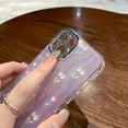 thumbnail image 2 of Designed for iPhone Case,Cute Tulip Blu-ray Colorful Pattern Rhinestone Camera Lens Protection Shockproof Protective Cover Phone Case (Pink,iPhone 15), 2 of 5