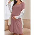 thumbnail image 5 of Weardear 3 in 1 Maternity Nursing Dresses Snap Down Back Labor and Delivery Gown Long Sleeve Breastfeeding Dress with Button, 5 of 6
