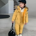 thumbnail image 2 of YunPes Toddler Girl Winter Clothes Toddler Winter Children's Girls' and Boys' Solid Color Snow Suit Snow Bib Pants and Zip Hooded Jacket Coat, 2 of 9