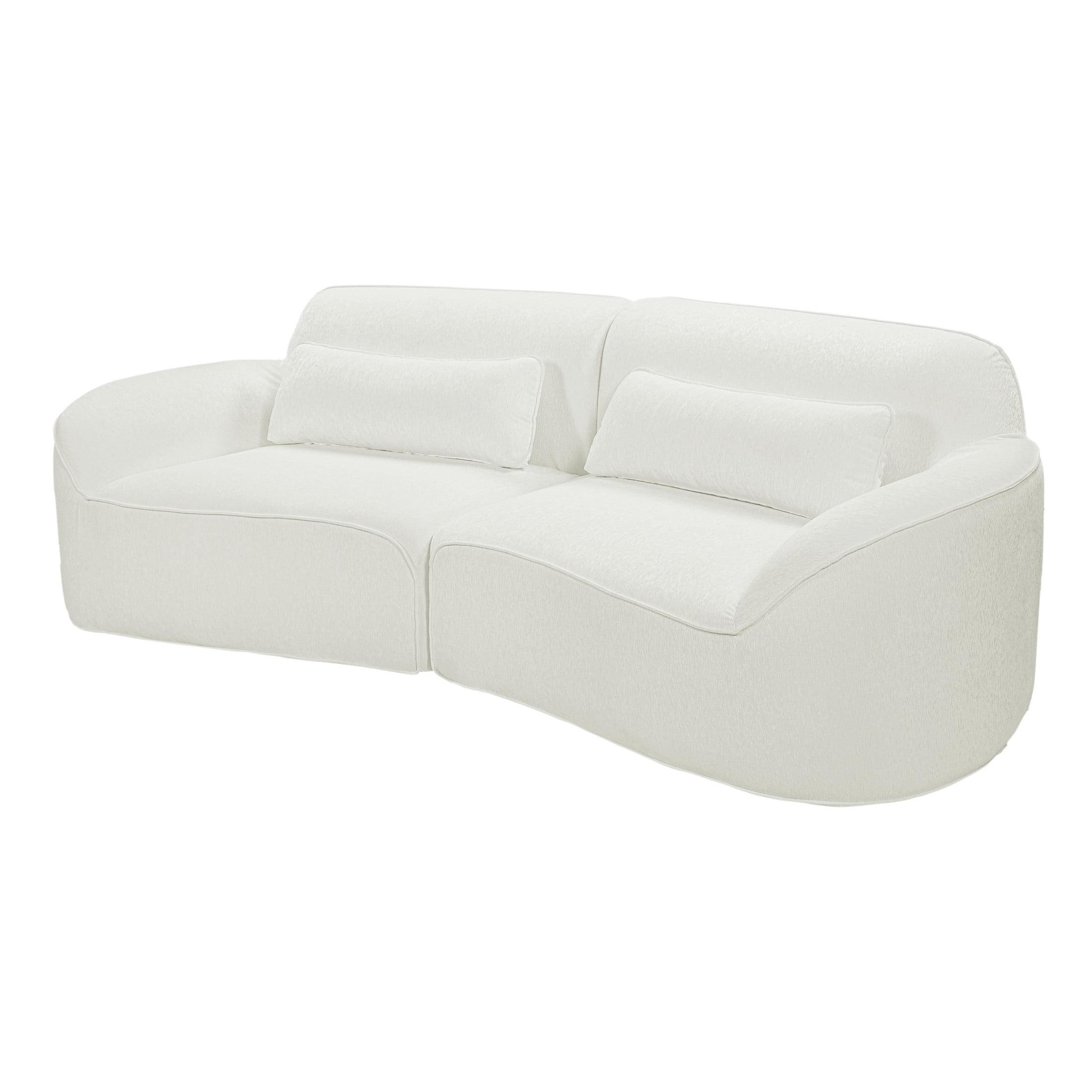 Christopher Knight Home 95" Modern Upholstered Curved Compressed Sectional Sofa with Pillows, Beige