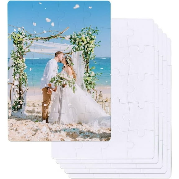 6 Sets A5 Sublimation Puzzle Blanks 5.7 x 7.8 Inches Blank Puzzle Pieces White Jigsaw Pieces Supplies