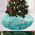 thumbnail image 6 of KXMDXA Tree Skirts Turquoise Roses Teal Floral Leaves Xmas Christmas Tree Skirt Stand Mat for Holiday Party Decoration Indoor Outdoor 36 inches, 6 of 6
