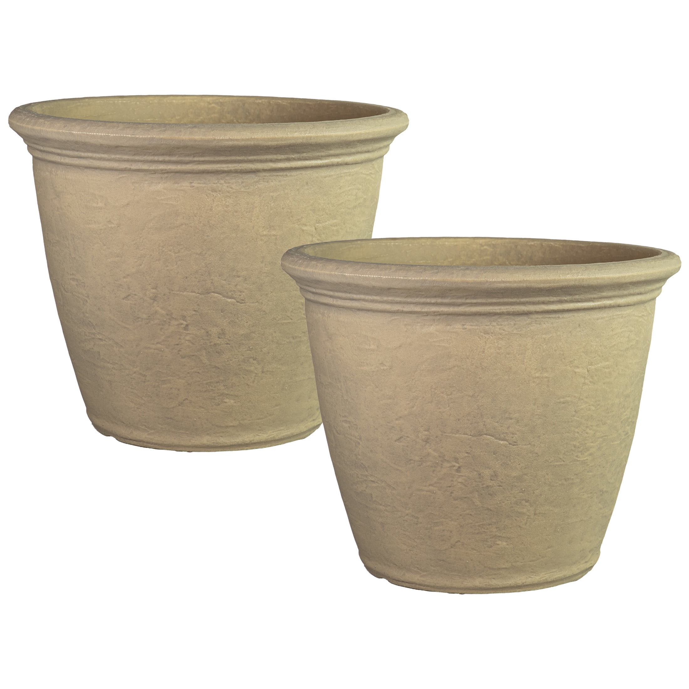 Sunnydaze Anjelica 20" x 20" x 16" Round Beige Polyresin Outdoor Planter Pot