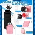 thumbnail image 2 of 2 Pcs Bouteilles d'Eau Pliables 500ml Silicone Voyage Pliable Bouteille d'Eau Portable avec Boucle Silicone Léger Réutilisable Étanche pour Camping Randonnée Cyclisme Sport (Violet/rose), 2 of 6