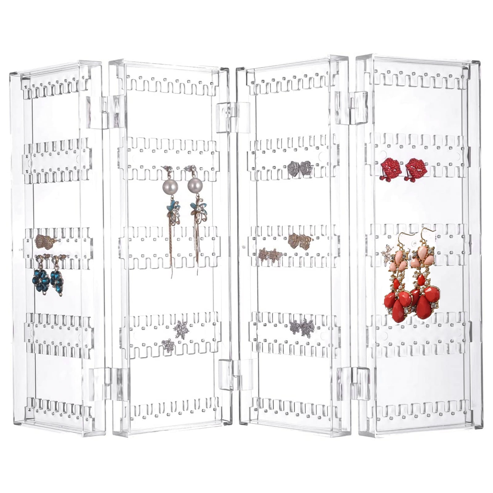 TSV Earring Holder Organizer, 256 Holes 4 Doors Foldable Necklace