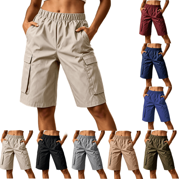 Tqcoqu Women's Lightweight Hiking Cargo Shorts,Quick Dry Athletic Shorts for Camping Travel Golf with Pockets,Army Green Women's S-XXXL