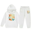 thumbnail image 4 of Kids Boys' Tracksuits Long Sleeve Soft Hoodie and Jogger Sweatpants 2 Pcs Fall Winter Clothes Clothes for Teen Girls 3-4 Years Cute&nbsp;Boy Girl&nbsp;Clothing, 4 of 5