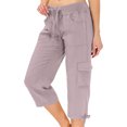 thumbnail image 2 of Capri Pants for Women Summer Quick Dry Drawstring Cargo Capris Outdoor Golf Hiking Pants with Pockets, L, 2 of 7