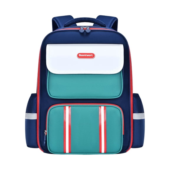 Orthopedic Spine Support Ages 3rd 4th 5th 6th Backpack Color Block Striped Decor Breathable Cushioned Strap Waterproof Large Capacity Elementary School Bookbag