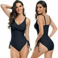 thumbnail image 4 of Women Drawstring Swimsuit Tummy Control Bathing Suit One Piece Bikinis Swimwear, 4 of 9