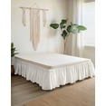 thumbnail image 2 of Cream Striped Wrap Around Bed Skirts for California King Bed 16" Drop,Bed Skirt with Adjustable Elastic Belt Dust Ruffle Bed Valance for Bedroom Modern Farmhouse Cream White Stripes Bed Frame Cover, 2 of 7