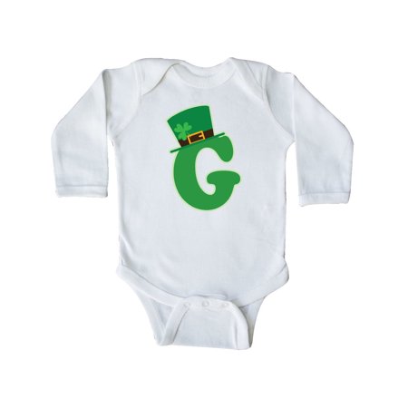

Inktastic Irish St Patricks Day Letter G Monogram Gift Baby Boy or Baby Girl Long Sleeve Bodysuit