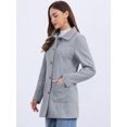 thumbnail image 2 of DARING DIVA Women's Winter Overcoat Mid-Long Notch Lapel Peacoat with Pockets M Light Gray, 2 of 7