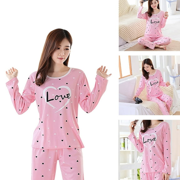 LULULION Pink Cotton Pajamas Set for Women Loungewear Nightwear 1Set