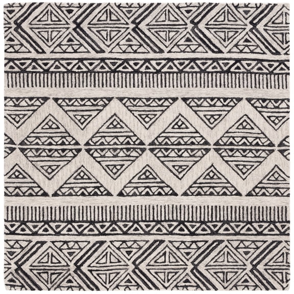 SAFAVIEH Metro Andrew Diamond Area Rug, Black/Beige, 6' x 6' Square