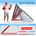 thumbnail image 4 of Adjustable 9 Zone Baseball Softball Rebounder Net 5x4 ft, 12 Angle Pitching Hitting Fielding Trainer, Portable Multi Sport Practice Net for Backyard Team Training, Red, 4 of 6