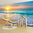 thumbnail image 6 of Wallpaper Beach Sea Nature Landscape Waves Sunset Sky Ocean Photorealistic Peel and Stick Wall Murals 100"H x 144"W Removable PVC Wall Paper Self-Adhesive Wall Decor for Bedroom Living Room, 6 of 7