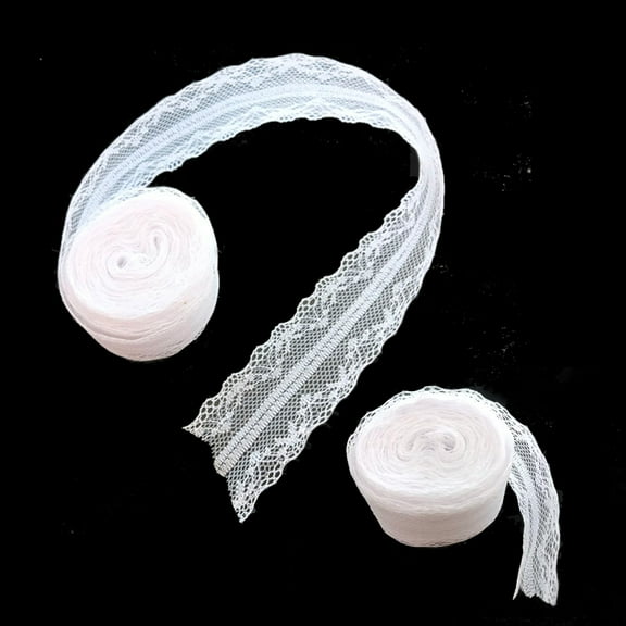 22 Yards 1.38 Inch Lace Fabric No Stretch Floral Pattern Trim Ribbon for Headbands Garters Wedding Bouquet Making(White)