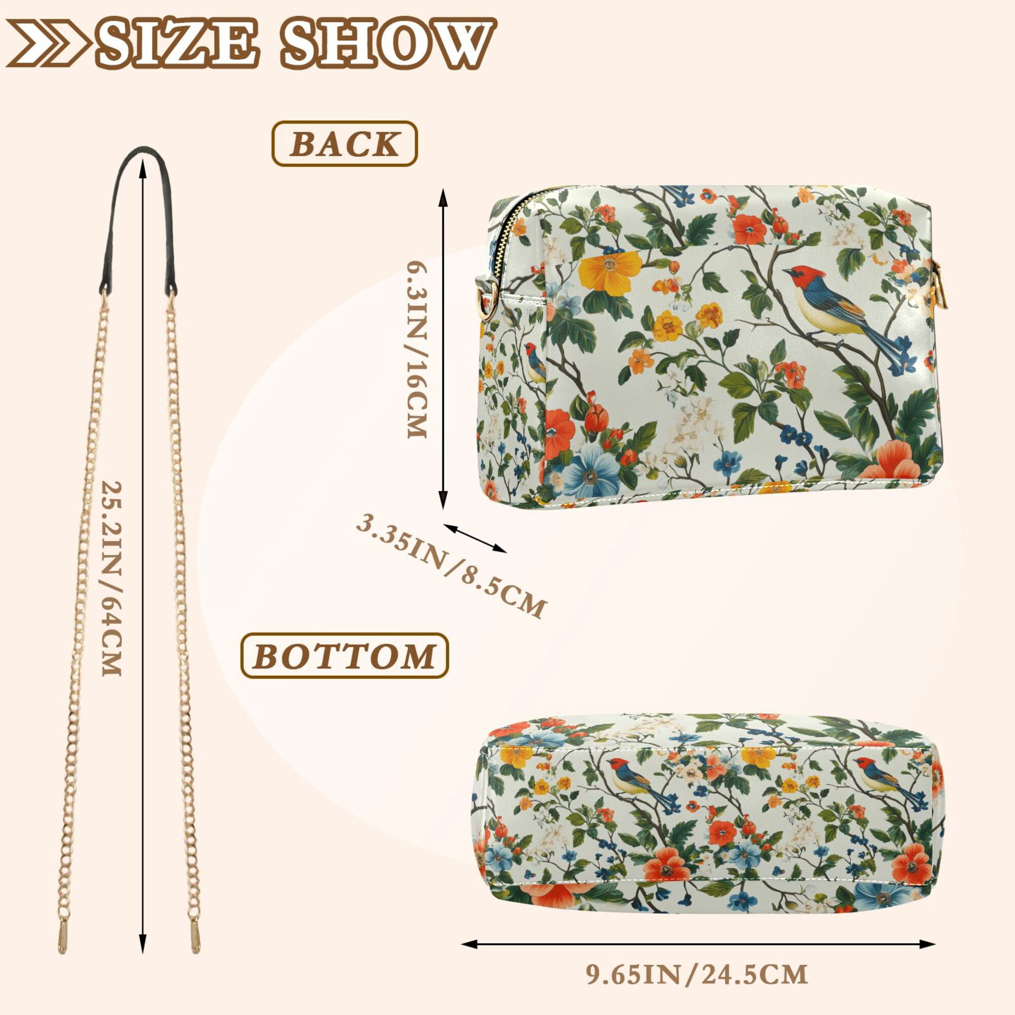FORMRS Women Crossbody Purse with Chain Strap Vegan Leather Shoulder Handbag, Light Green Floral Pattern