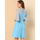 thumbnail image 5 of Vestido corto de una línea de fiesta de patinadora transparente de malla con lunares de corazón Allegra K Azul claro M, 5 of 6